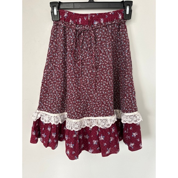 Gunne Sax Jessica Limited Prairie Skirt Floral Lace Tiered Midi Women's 8 - Picture 3 of 9